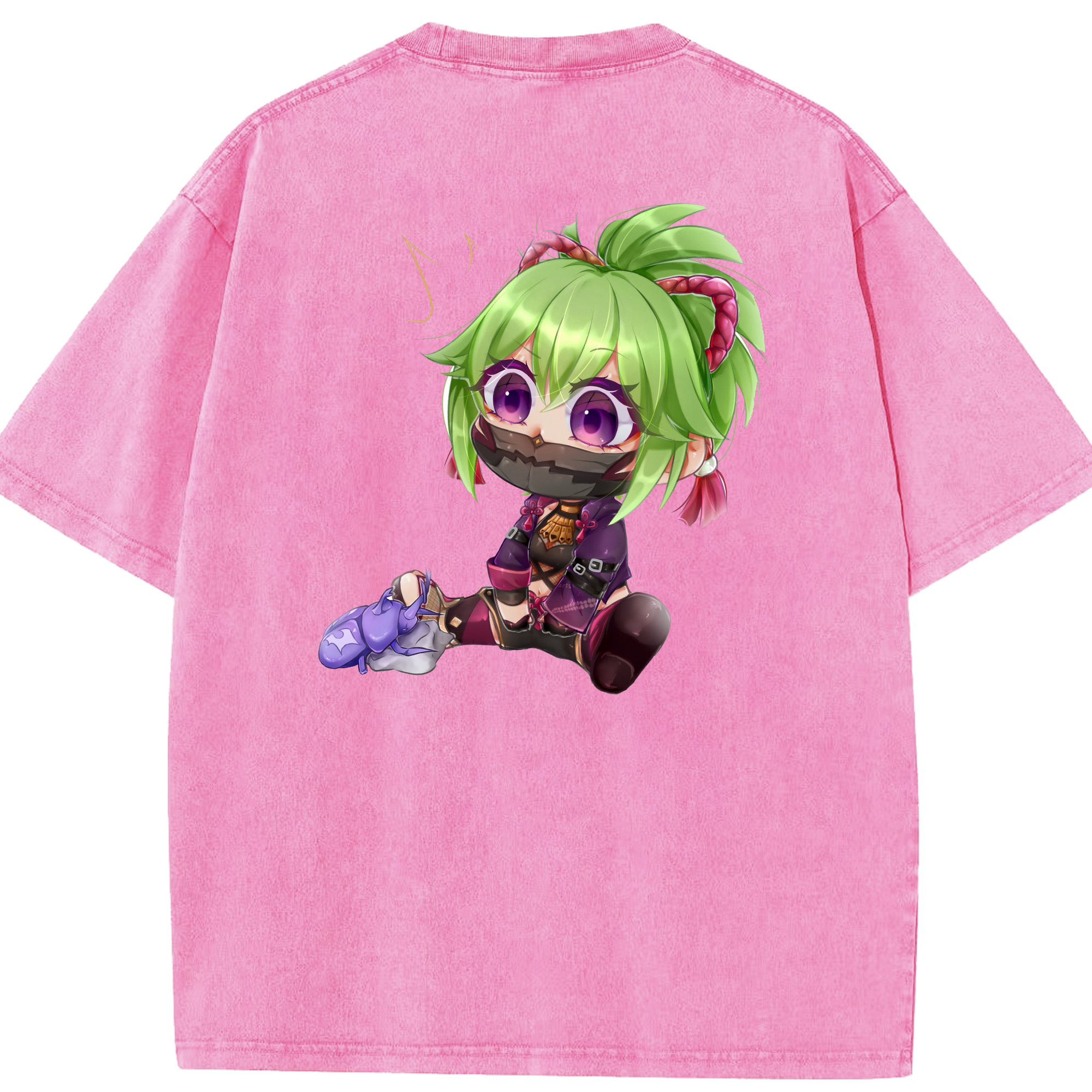 げんし神  久岐忍 くき しのぶ genshin Kuki Shinobu 綿100% ヴィンテージ風 半袖Tシャツ（背面プリント）